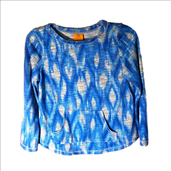 Ruby Rd top Blue & White Long Sleeve w/ Fold up strap Women size Petite Small - Picture 1 of 12